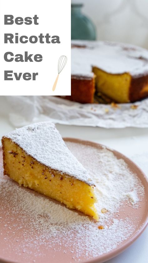 Lemon Ricotta Cake Recipes, Lemon Polenta Cake, Lemon Ricotta Cake, Polenta Cake, Polenta Cakes, Semolina Cake, Baking Soda And Lemon, Italian Recipes Dessert, Ricotta Cake