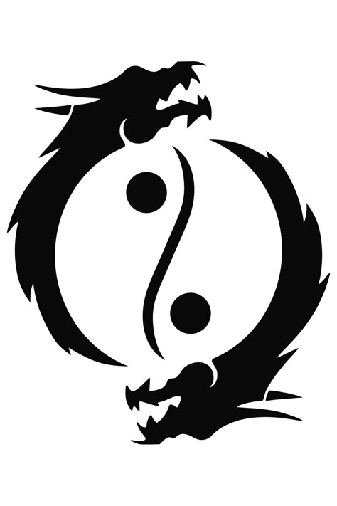 Dragon Ying-Yang Ying Yang Illustration, Yin Yang Dragon Tattoo, Yin Yang Drawing, Dragon Yin Yang Tattoo, Yin And Yang Art, Dragon Tattoo Simple, Greek Symbol Tattoo, Ying Yang Design, Dragon Tattoo Vector