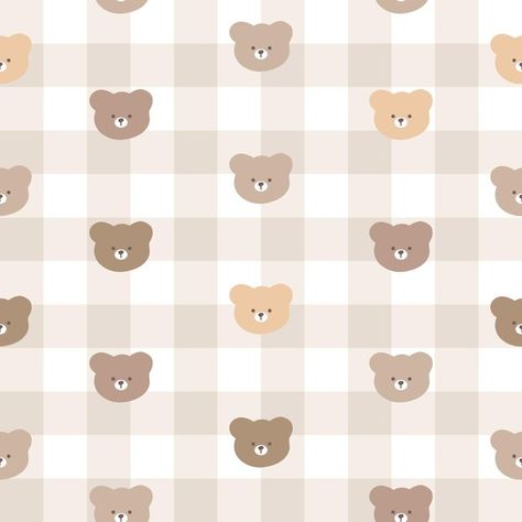 Cute bear seamless pattern | Premium Vector #Freepik #vector Tan Astethic, Freepik Seamless Pattern, Bear Astethic, Penpal Themes, Wallpaper Seamless Texture, Kawaii Patterns, Scrapbook Baby Book Ideas, Cute Texture, Cute Seamless Pattern