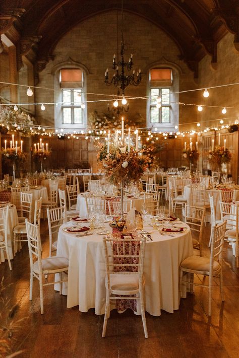 Autumnal Themed Wedding, Autumnal Wedding Ideas, Fall Wedding Hall Decorations, Country Club Fall Wedding, Fall Lodge Wedding, Self Uniting Wedding, European Fall Wedding, Old Money Fall Wedding, Vermont Wedding Fall