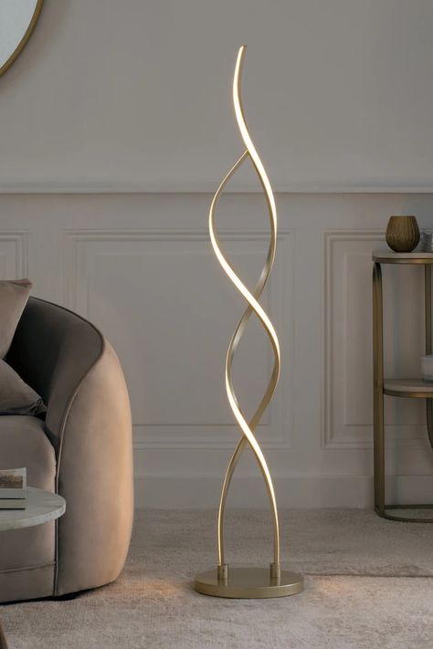 Diy Luminaire, Champagne Gold Color, Silver Floor Lamp, Lamp Makeover, Gold Living Room, Gold Floor Lamp, Tall Lamps, Living Room Accessories, Lampe Decoration