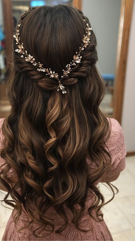 Down Hairstyles For Long Hair, Cute Prom Hairstyles, Formal Hairstyles For Long Hair, Engagement Hairstyles, Simple Prom Hair, Quince Hairstyles, Long Hair Wedding Styles, Prom Hairstyles For Long Hair, Hair Up Styles