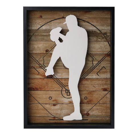 PRICES MAY VARY. ⚾【QUALITY & MEASUREMENT】- The baseball wall decor is made of high quality solid wood and MDF with a protective coating. It is hand-made by skilled craftsman antique vintage finish, lasting for long time and will not crack and warping. Hanging accessory kit included. Dimensions(INCH): 11.81/L and 15.74/H. ⚾【BASEBALL THEME】- It’s always the little decorative details that decide the tone in any room. It designed for sport lover/ fan that there exists the embossed baseball pitcher s Boy Rooms, Sport Room Decor, Baseball Wall Decor, Sports Room Decor, Baseball Wall Art, Softball Tees, Baseball Wall, Baseball Decor, Wall Decor Hobby Lobby