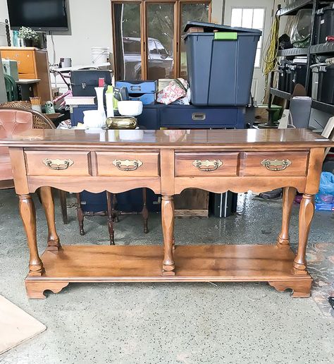 Repurposed Console Table, Refinished Console Table, Refurbished Console Table, Painted Console Table Ideas, Painted Entry Table, Console Table Makeover, Redoing Furniture, Traditional Console Tables, Farmhouse Makeover