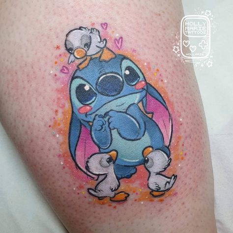 Stitch Tv, Disney Stitch Tattoo, Lilo And Stitch Tattoo, Ohana Tattoo, Pikachu Tattoo, Stitch Tattoo, Holly Marie, Owl Tattoo Design, Disney Tattoo