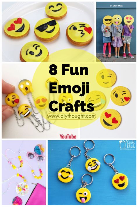 8 fun emoji crafts. All sorts of fun crafts, diy projects and even awesome baking, all emoji themed! Emoji Craft, Emoji Day, All Emoji, Fun Emoji, Phone Keyboard, Emoji Pillows, Ladybug Crafts, Crafts Diy Projects, Cool Coasters