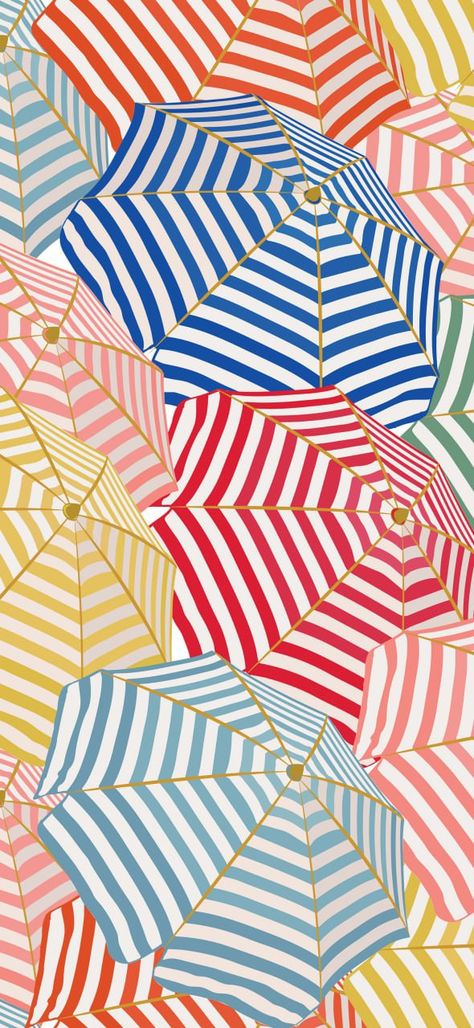 Screen Printing Inspiration Design, Summer Fall Wallpaper, Phone Wallpaper Patterns Vintage, Beach Pattern Wallpaper, Summer Vacation Wallpaper, Wallpaper Backgrounds Summer, Umbrella Wallpaper, Summer Prints Wallpaper, Screen Printing Inspiration