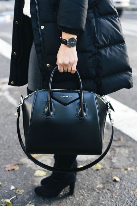 allll black ..& that watch! get 15% off on danielwellington.com with code JENNB now through the end of march 2017!! #danielwellington High-end Black Bags For Daily Use, High-end Black Bag For Daily Use, Luxury Black Shoulder Bag For On-the-go, Luxury Black Nylon Bag, Givenchy Black Bag, Givenchy Handbags, Givenchy Antigona, Dream Bag, Givenchy Bag