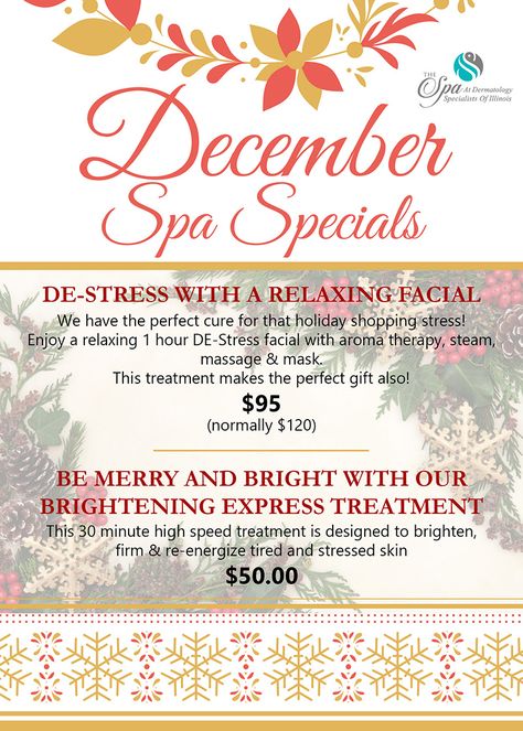 Christmas Spa Specials, Facial Ideas, Christmas Spa, Home Beauty Salon, Spa Specials, Spa Marketing, Dr. K, Esthetician Marketing, Marketing Ideas