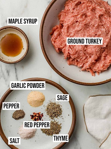 Maple Ground Sausage Recipes, Turkey Sausage Sandwich, Homemade Ground Turkey Sausage, How To Make Breakfast Sausage From Ground Turkey, Ground Turkey For Breakfast, Chicken Maple Sausage Recipe, Ground Turkey Recipes Breakfast, Turkey Sausage Breakfast Bowl, Turkey Breakfast Sausage Patties