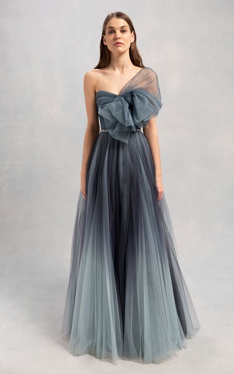 Asymmetric Gown, Ombre Gown, Jenny Packham Dresses, Drape Gowns, Off Shoulder Gown, One Shoulder Gown, Jenny Packham, Beaded Gown, Satin Gown