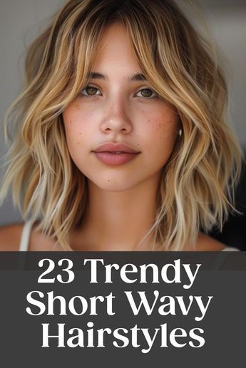 Discover the versatility of short wavy hair with these chic and trendy short wavy hairstyles for women. Whether you're looking for a low-maintenance cut or a style that exudes effortless glamour, these short wavy haircuts are perfect for any occasion. Embrace your natural texture with a playful bob or add some layers for extra volume and movement. From tousled beach waves to sleek and polished looks, there's a short wavy hairstyle out there waiting for you to try. Haircut For Beach Waves, Textured Waves Short Hair, Shoulder Length Hair Beach Waves, Beach Wave Shoulder Length Hair, Hairstyles For Shoulder Length Wavy Hair, Shoulder Length Haircut With Layers Wavy, Textured Wavy Bob, Short Hair Styles Wavy Hair, Low Maintenance Shoulder Length Haircut