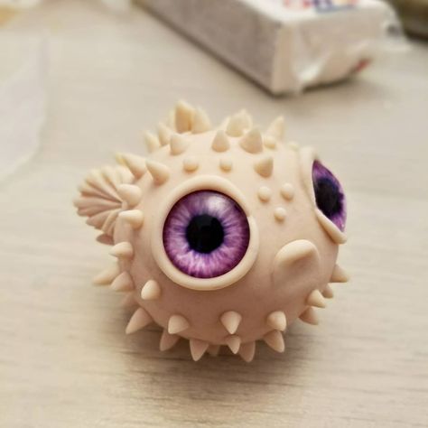 Puffer Fish Mermaid, Puffer Fish Pottery, Paper Mache Puffer Fish, Clay Puffer Fish, Puffer Fish Art, Clay Ocean, Fish Project, Cute Cartoon Faces, Modelling Ideas