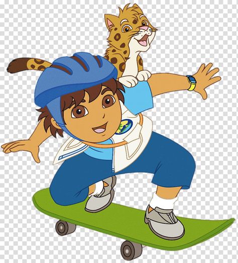 Diego Dora The Explorer, Diego Dora, Ice Skating Cartoon, Dora Characters, Nickelodeon Cartoon Characters, Dora Cartoon, Skateboard Boy, Baby Jaguar, Diego Go