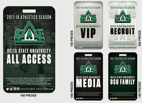 Delta State Media Credentials - notice the Recruit credential Sports Credentials Design, Sport Graphics, Sports Media, Member Card, Sports Graphics, Sports Graphic Design, Call Of Duty Black, Work Ideas, Graphic Design Inspiration