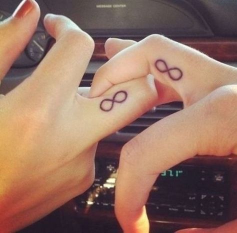 10 Cute Couple Tattoo Ideas - Society19 UK Inner Finger Tattoo, Couple Tattoos Love, Infinity Couple Tattoos, Best Couple Tattoos, Couple Tattoos Unique, Tattoos Infinity, Tattoo Schrift, Finger Tattoo Designs, Couples Tattoo Designs