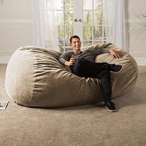 Jaxx 7 ft Giant Bean Bag Sofa with Premium Chenille Cover, Beige >>> You can get additional details at the image link. (This is an affiliate link) #SportsOutdoorPlay Giant Bean Bag, Bean Bag Seats, Sofa Lounger, Big Bean Bags, Bean Bag Couch, Bean Bag Lounger, Giant Bean Bags, Bean Bag Sofa, Game Rooms