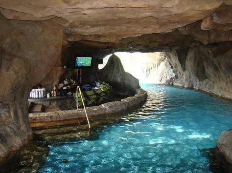 Pool Grottos: Cool Design Ideas, Cost & More - Pool Research Grotto Pool, Grotto Design, Hyatt Regency Maui, Dream Backyard Pool, Bar Space, Antipolo, Maui Resorts, Luxury Swimming Pools, Lazy River