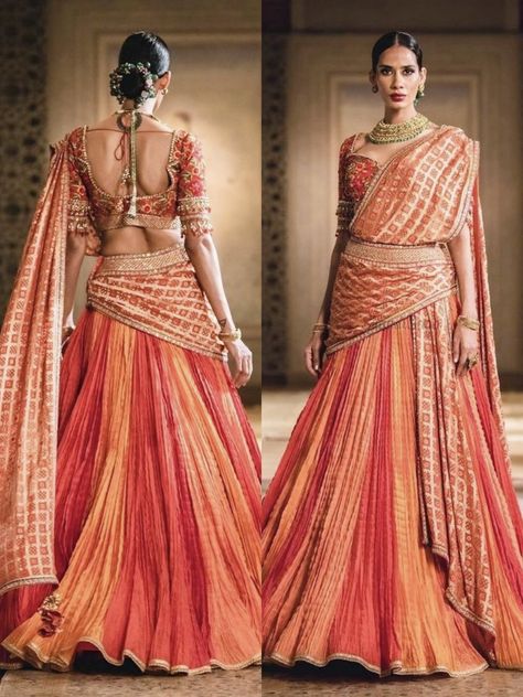 Lehariya Lehenga Designs, Lehenga Saree Design, Saree Wearing Styles, Nikkah Dress, Wedding Lehenga Designs, Lehnga Dress, Beautiful Casual Dresses, Pakistani Wedding Outfits, Half Saree Designs