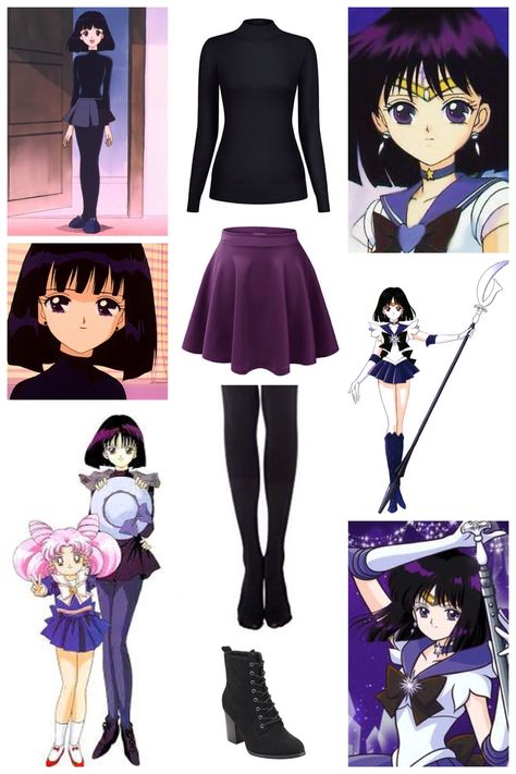 Sailor Moon Closet Cosplay, Sailor Moon Casual Cosplay, Outfits For Anime Characters, Easy Casual Cosplay, Sailor Saturn Costume, Sailor Saturn Inspired Outfit, Anime Theme Outfit, Subtle Cosplay Outfits, Character Costume Ideas Women