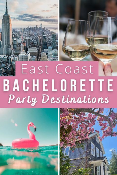 East Coast Bachelorette, Bachelorette Destination Ideas, Bachelorette Party Trip Ideas, Bachelorette Party Places, Free Bachelorette Party Games, Bachelor Party Destinations, Coast Bachelorette Party, Bachelorette Locations, Winery Bachelorette Party