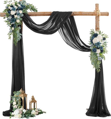 Dining Table Flower Centerpiece, Outdoor Fence Decor, Wedding Arch Draping, Arch Draping, White Wedding Arch, Wedding Archway, Fun Wedding Decor, Reception Backdrop, Yard Wedding