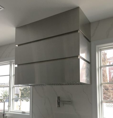 Art of Range Hood Brooklyn Custom Stainless Steel Hood - Art of Range Hoods Modern Vent Hood, Modern Kitchen Hood, Modern Range Hood, Kitchen Hood Ideas, Kitchen Hood Design, Oven Hood, Steel Range Hood, Hood Ideas, Kitchen Vent