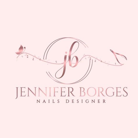 Nail Logos Ideas, Jennifer Nails, Logo Gt, Jb Logo, Planner Logo Design, Salon Logo Design, Beauty Business Cards, Nail Salon Decor, Nail Salon Design