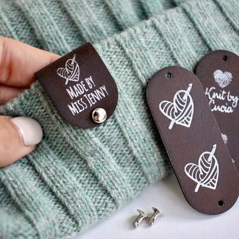 Diy Tags For Handmade Items, Leather Label Design, Leather Tags For Handmade Items, Tags For Handmade Items, Leather Tags, Chunky Blanket, Leather Tag, Personalized Logo, Sewing Tags