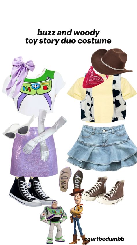 #fyp #viral #halloweencostume #halloween #duo #duocostume #outfit #outfitinspo Buzz Costume, Halloween Duo, Girl Group Halloween Costumes, Buzz And Woody, Birthday Sleepover Ideas, Woody Costume, Toy Story Halloween, Halloween Costumes For Teens Girls, Matching Halloween Costumes