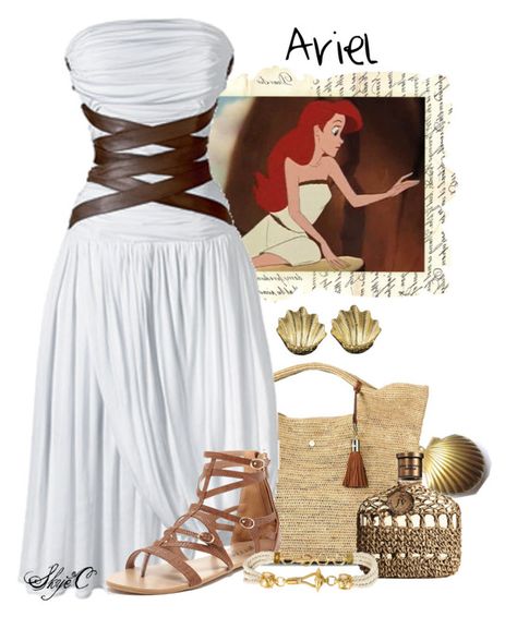 "Ariel - Disney's The Little Mermaid" by rubytyra ❤ liked on Polyvore featuring Disney, Heidi Klein, CÃLINE, Bucco, Buccellati, John Varvatos, Gianfranco FerrÃ©, disney, thelittlemermaid and ariel Dapper Day Outfits, Princess Inspired Outfits, Disney Themed Outfits, Cute Disney Outfits, Everyday Cosplay, Disney Inspired Fashion, Disney Bounding, Character Inspired Outfits, Disney Bound Outfits