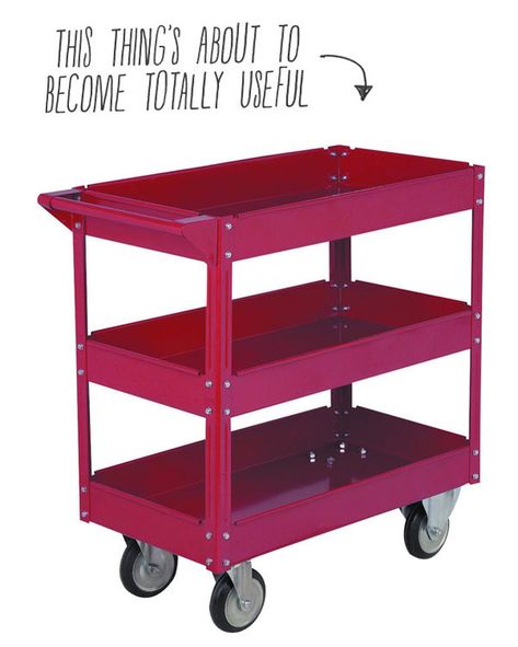 How to: Modify an Inexpensive Tool Cart to Organize All Your Hand Tools Mechanics Tool Cart, Ikea Kitchen Cart, Tool Carts, Craft Storage Cart, Harbor Freight Tools, Tool Cart, Wood Scraps, Harbor Freight, Lego Storage