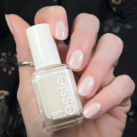 - Livwithbiv White Essie Nail Polish, Essie Sheer Luck, Essie Sheer, Neutral Nail Polish Colors, Pearl Nail Polish, Drugstore Nail Polish, Penguin Nails, Sheer Nail Polish, Best Nail Polish Brands