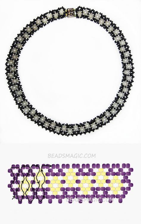 Free Beading Patterns, Free Beading Tutorials, Beads Magic, Beaded Necklace Patterns, Bead Crochet Patterns, Beading Netting, Diy Collier, Beadwork Necklace, Beading Patterns Free