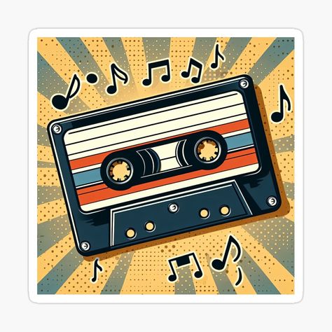 Get my art printed on awesome products. Support me at Redbubble #RBandME: https://www.redbubble.com/i/sticker/Retro-Cassette-Tape-Pop-Art-Style-by-artofuniverse/163517645.EJUG5?asc=u Cassette Tape Art, Birthday Boards, Sticker Retro, Retro Cassette, Tape Painting, Tape Art, Pop Art Style, Music Decor, Powerful Art