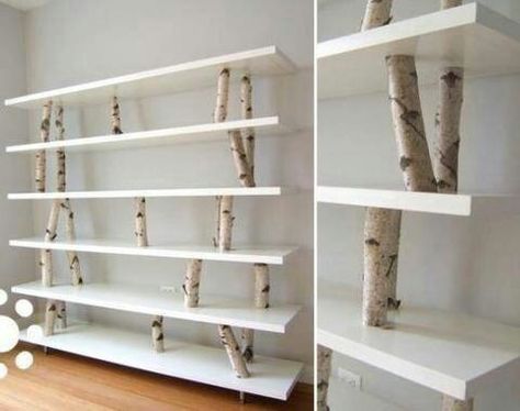 Tree Bookshelves! All they need is some Barefoot Books! www.cheryl-schmitt.barefootbooks.com Branch Shelf, Cargo Home, Ikea Shopping, Diy Regal, Shelf Diy, Work Office Decor, Dekor Diy, Home Decor Hacks, Diy And Crafts Sewing