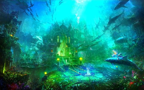 #Fantasy #City #Underwater #1080P #wallpaper #hdwallpaper #desktop Underwater Wallpaper, Castle Illustration, Jacques Yves Cousteau, Sunken City, Underwater City, City Background, Horse Silhouette, Cyberpunk City, City Illustration