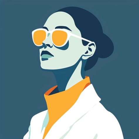 🚀🎁Charming Illustrations with Midjourney Prompts: Go to the Link in my Profile📌🔗 Simple Digital Portrait, Illustration In Illustrator, Illustrated Profile Picture, Minimal Portrait Illustration, Self Portrait Illustration, Woman Wearing Sunglasses, Vector Illustration People, Sarra Art, Vector Portraits