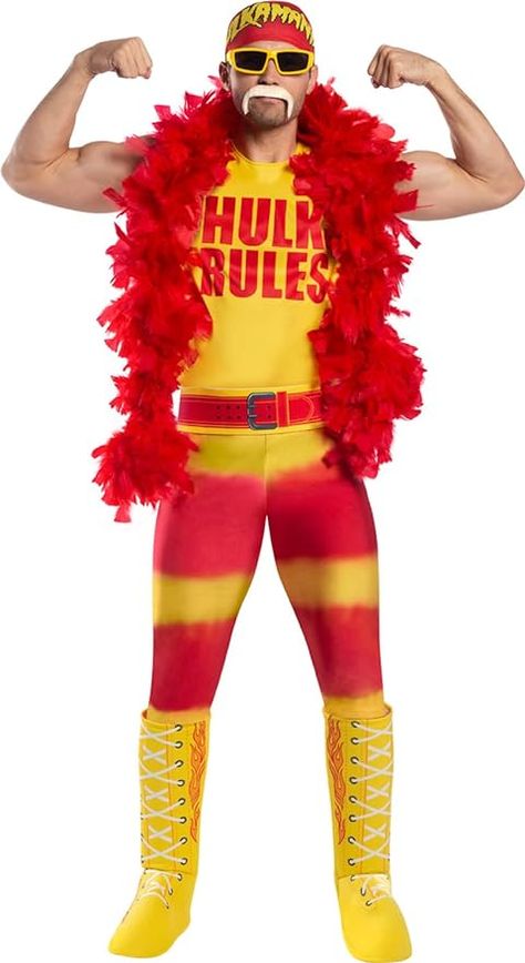 Hulk Hogan Halloween, Hulk Hogan Costume, Wrestling Uniform, Wwe Costumes, Wwe Hulk Hogan, Professional Wrestlers, Holloween Costume, Hulk Hogan, Mens Halloween Costumes