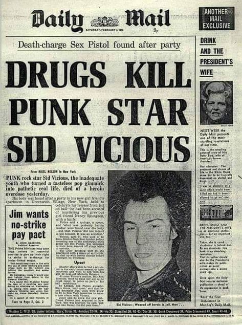 Punk Rock, Sid Vicious, Old Newspaper, Over Dose, Newspaper, Real Life, Front Page, Turn Ons, Book Cover