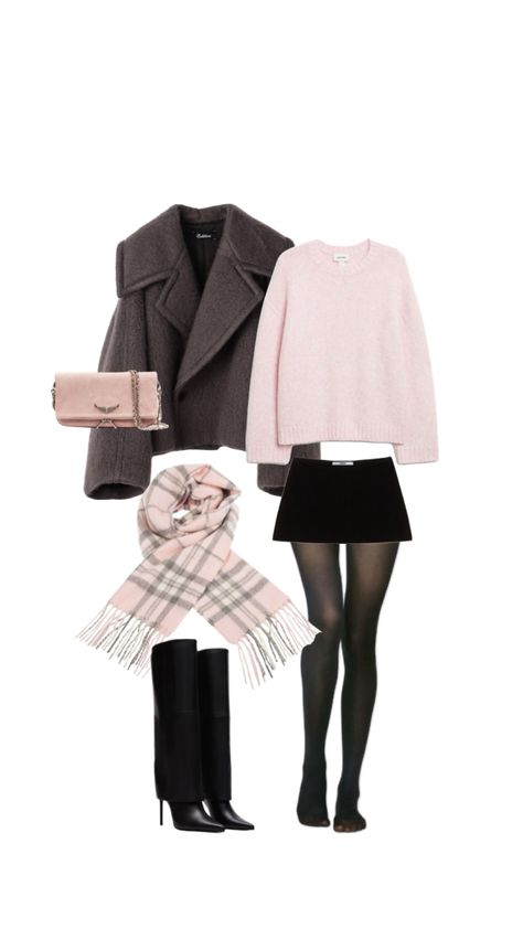 Pink fall outfit Pink Black Outfit, Pink Fall, Paris Outfits, Stockholm Fashion, Looks Chic, Pink Top, Girly Outfits, Lookbook Outfits, Winter Fashion Outfits