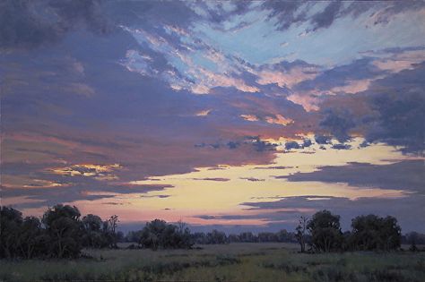 Sunset by Bruce Peil Oil ~ 30 x 40 Wall Paintings For Living Room, Modern Landscape Painting, Decor Stand, Paintings For Living Room, Hotel Dining Room, Hallway Office, Modern Landscape, Kitchen Hallway, Wall Paintings