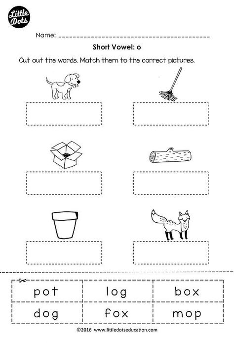 Free short vowel o worksheet and activity for preschool or kindergarten class Short Vowels Worksheets, Short I Worksheets, Short A Worksheets, Middle Sounds Worksheet, Short Vowel Worksheets, Preschool Phonics, Middle Sounds, Activity For Preschool, Kindergarten Phonics Worksheets