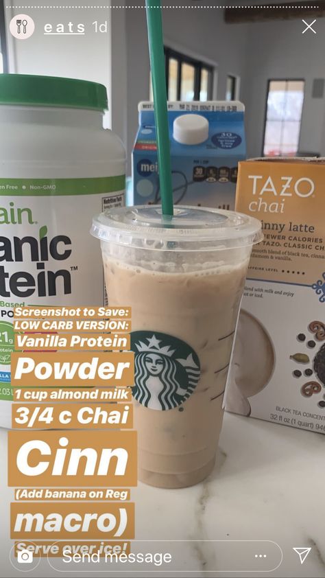 Tazo Chai Tea Latte Recipe, Chai Protein Smoothie, Tazo Chai, Seersucker And Saddles, Chai Tea Latte Recipe, Recipes Protein, Vanilla Protein Shakes, Dairy Free Treats, Protein Shake Smoothie