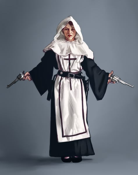 Nun Clothes Reference, Nun Outfit Reference, Battle Nun Character Design, Nun Concept Art, Old Nun Fantasy Art, Nun Outfit, Stock Photos Funny, Drawing Clothes, Game Character Design