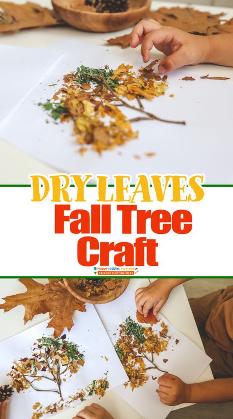 Autumn Activities For Under 2s, Leaf Tree Craft, Activities About Trees For Preschoolers, Dry Leaves Craft, Tree Study Preschool Activities, Dried Leaves Crafts, Leaves Activities For Preschoolers, Tree Theme Preschool, Tree Preschool Activities