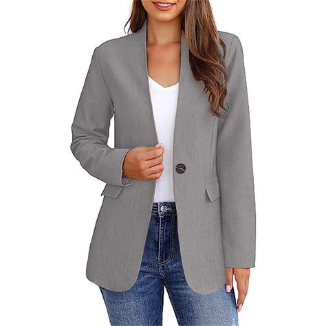 PRICES MAY VARY. Size:Size run small recommended 1-2 size up. S = US 4-6, M = US 8-10, L = US 12-14, XL = US 16-18, XXL = US 20. Please carefully refer to the size guide in the Product Description before buying.this Blazers is made of polyester and rayon. The high-quality fabric is very soft and comfortable. Wearing it makes you look very elegant and slim. Provide pleasing contours to enhance your confidence and professional image.High-quality women's suit jacket, solid color blazers jacket. Des Women's Business Casual, Business Casual Blazer, Casual Blazer Women, Classy Suits, Slim Fit Blazer, Jacket Suit, Slim Fit Blazers, Womens Business Casual, Long Sleeve Blazers