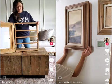 Build Picture Frame, Picture Frame Cabinet, Build A Picture Frame, Rental Home Decor, Hidden Cabinet, Hidden Shelf, Room Organisation, Diy Hack, Framed Cabinet