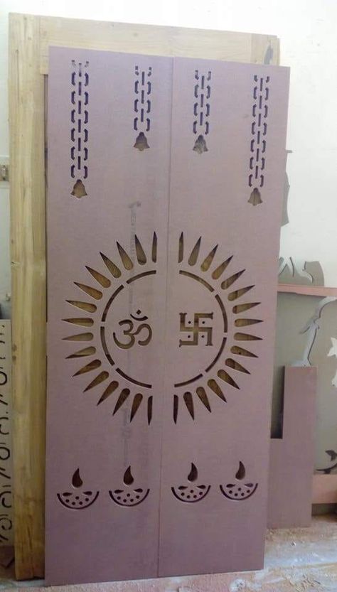 Devudi Mandiram Door Designs, Poja Door Design, Poja Room Door Design Modern, Pooja Cupboard Door Design, Cnc Design For Pooja Room Door, God Doors Design, Pooja Cnc Door Design, God Door Design, Pooja Room Door Cnc Design