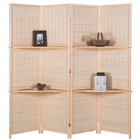 RHF 6 ft Tall Extra Wide Beige Woven Bamboo Room DividerandRoom dividers and folding privacy screensPartition Wall With 2 Display Shelvesandroom divider with shelvesBamboo 4 Panels 2 Shelves -- Discover more about the terrific item at the image web link. (This is an affiliate link). #furniture Freestanding Room Divider, Room Divider Shelves, Portable Partitions, Bamboo Room Divider, Wood Room Divider, 4 Panel Room Divider, Wooden Room Dividers, Partition Screen, Folding Room Dividers